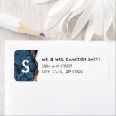 Handgeschilderd blauw marmer-terugzendadres label (Insitu)