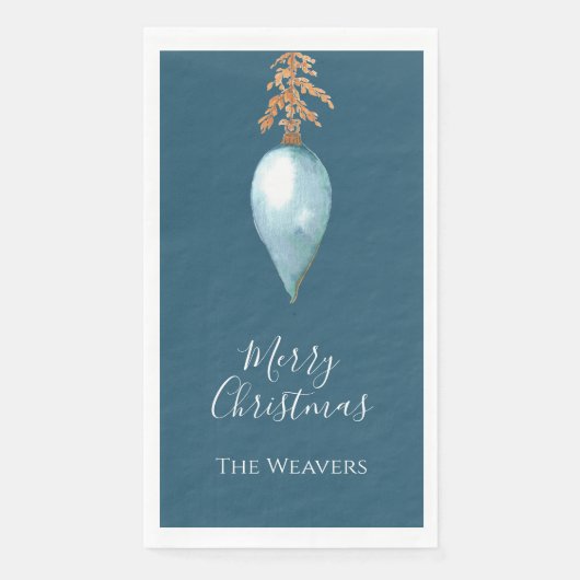 Handgeschilderd blauw Waterverf aangepaste naam ke Servet (Voorkant)