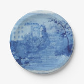 Handgeschilderd blauw Wilde Ginger Jars Toile Papieren Bordje (Voorkant)