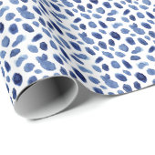 Handgeschilderd, blauwe Waterverf vlekken. Cadeaupapier (Rol Hoek)