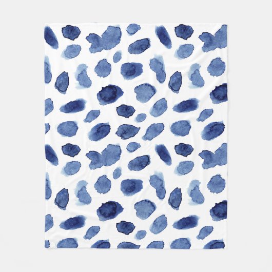 Handgeschilderd, blauwe Waterverf vlekken. Fleece Deken (Voorkant)