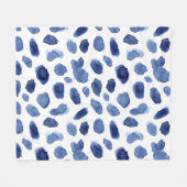 Handgeschilderd, blauwe Waterverf vlekken. Fleece Deken (Voorkant (Horizontaal))