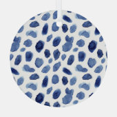Handgeschilderd, blauwe Waterverf vlekken. Glas Ornament (Achterkant)
