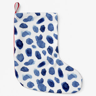 Handgeschilderd, blauwe Waterverf vlekken. Kleine Kerstsok