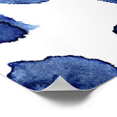 Handgeschilderd, blauwe Waterverf vlekken. Poster (Hoek)