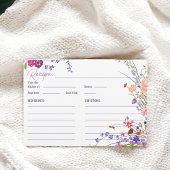 Handgeschilderd bloemenrecept voor Vrijgezellenfee Informatiekaartje