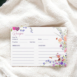 Handgeschilderd bloemenrecept voor Vrijgezellenfee Informatiekaartje