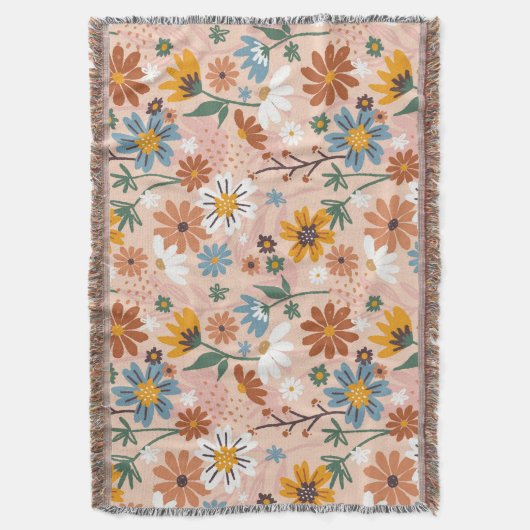 Handgeschilderd bloemmotief-23136 deken (Voorkant Verticaal)