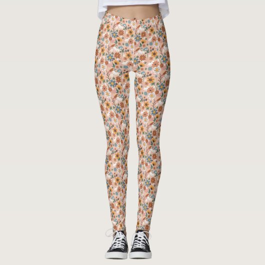 Handgeschilderd bloemmotief-23136 leggings (Voorkant)