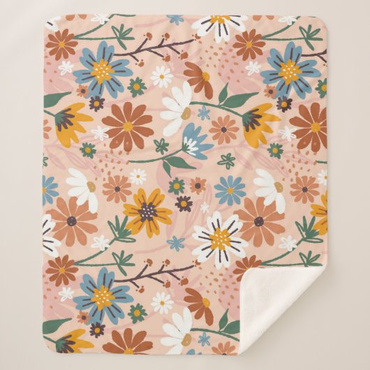 Handgeschilderd bloemmotief-23136 sherpa deken (Voorkant)