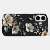 Handgeschilderd bloemontwerp met goud en zilver Case-Mate iPhone case (Achterkant (horizontaal))