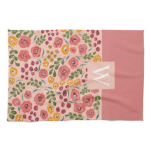 Handgeschilderd Bloemroze Rode Naam Monogram