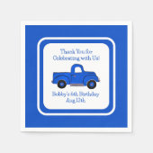 Handgeschilderd  Blue Truck BORDER Servet (Voorkant)