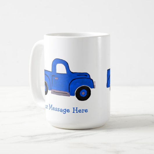 Handgeschilderd  Blue Truck Design Koffiemok (Voorkant links)