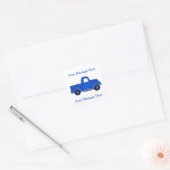 Handgeschilderd  Blue Truck Design Vierkante Sticker (Envelop)