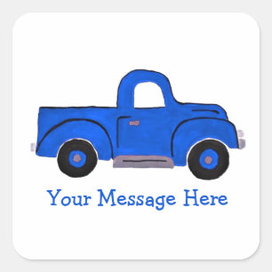 Handgeschilderd Blue Truck Design Vierkante Sticker