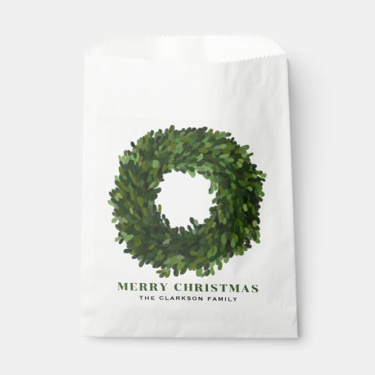 Handgeschilderd Boxwood Wreath Merry Kerstmis Bedankzakje (Voorkant)