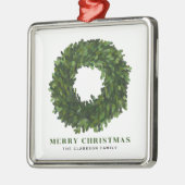 Handgeschilderd Boxwood Wreath Merry Kerstmis Metalen Ornament (Links)