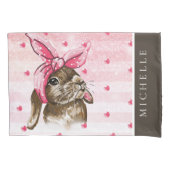 Handgeschilderd Bunny glitter monogram Kussensloop (Voorkant)