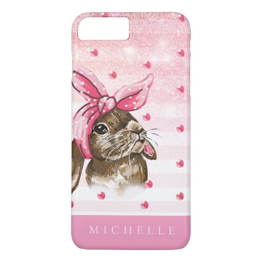 Handgeschilderd Bunny met roze boog Case-Mate iPhone Case (Achterkant)