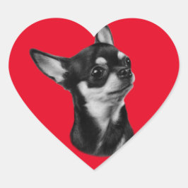 Handgeschilderd chihuahua portret hart sticker