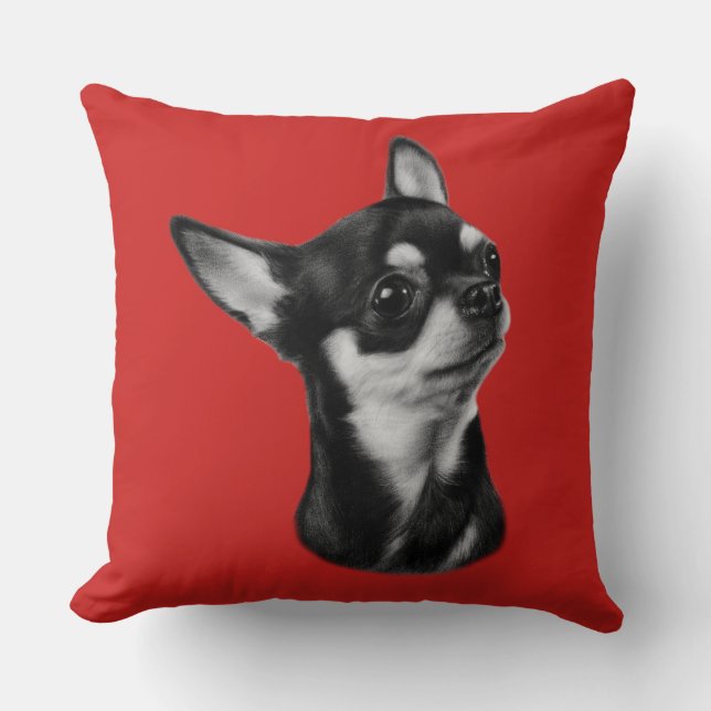 Handgeschilderd chihuahua portret kussen (Voorkant)