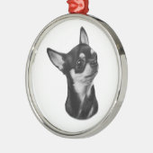 Handgeschilderd chihuahua portret metalen ornament (Links)