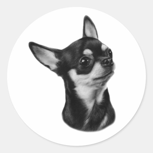Handgeschilderd chihuahua portret ronde sticker (Voorkant)