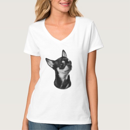 Handgeschilderd chihuahua portret t-shirt (Voorkant)