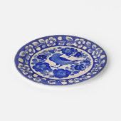 Handgeschilderd Delfts Blauw Patroon Vogel en Bloe Papieren Bordje (Gekanteld)