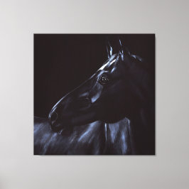 Handgeschilderd elegant zwart paard canvas afdruk