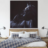 Handgeschilderd elegant zwart paard canvas afdruk (Insitu (Slaapkamer))