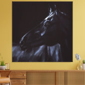 Handgeschilderd elegant zwart paard canvas afdruk (Insitu (Woonkamer))