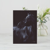Handgeschilderd elegant zwart paard kaart (Staand voorkant)
