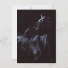 Handgeschilderd elegant zwart paard kaart