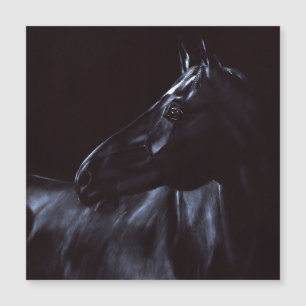 Handgeschilderd elegant zwart paard magnetische uitnodiging