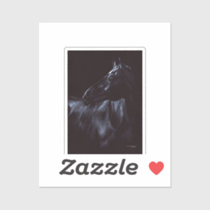 Handgeschilderd elegant zwart paard sticker