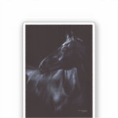 Handgeschilderd elegant zwart paard sticker (Voorkant)