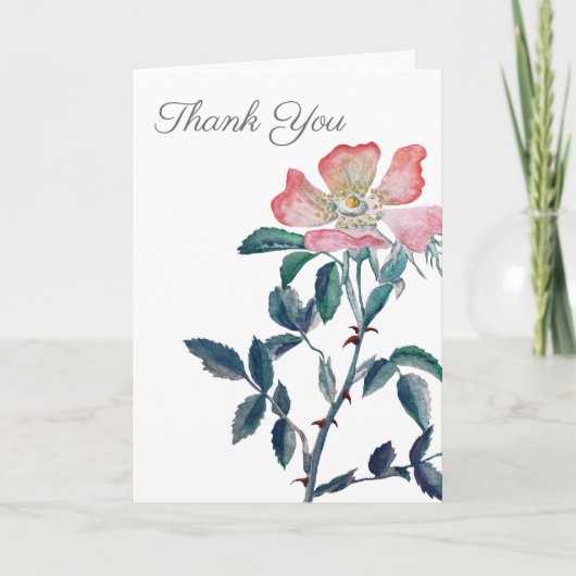 Handgeschilderd Elegante Waterverf Wild Roos Flowe Bedankkaart (Voorkant)