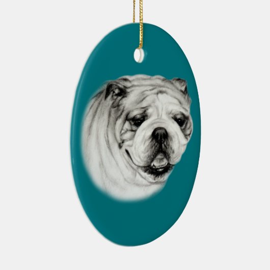 Handgeschilderd Engels Bulldog Keramisch Ornament (Rechts)