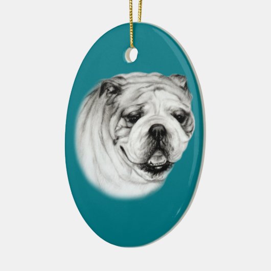 Handgeschilderd Engels Bulldog Keramisch Ornament (Links)