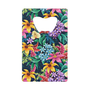 Handgeschilderd Exotisch Bloemmotief-23001 Creditkaart Flessenopener