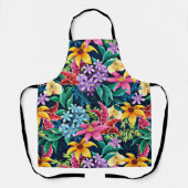 Handgeschilderd Exotisch Bloempatroon-23001 Schort (Voorkant)