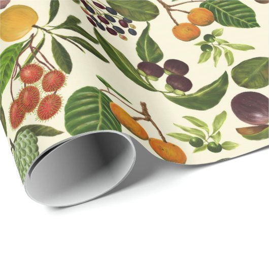 Handgeschilderd exotische tropische vruchten patro cadeaupapier (Rol Hoek)