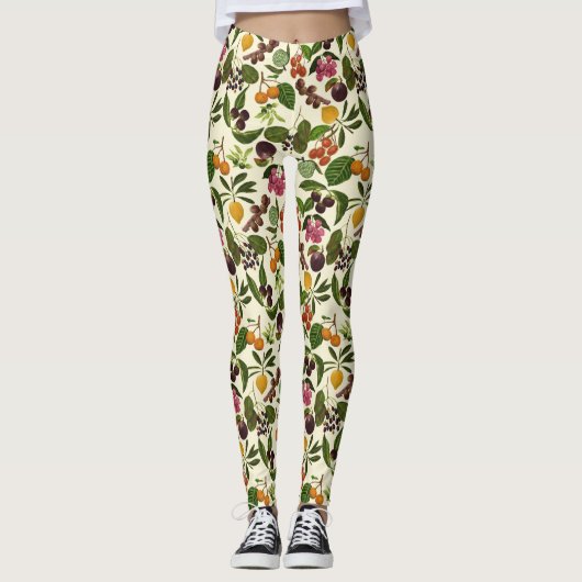 Handgeschilderd exotische tropische vruchten patro leggings (Voorkant)