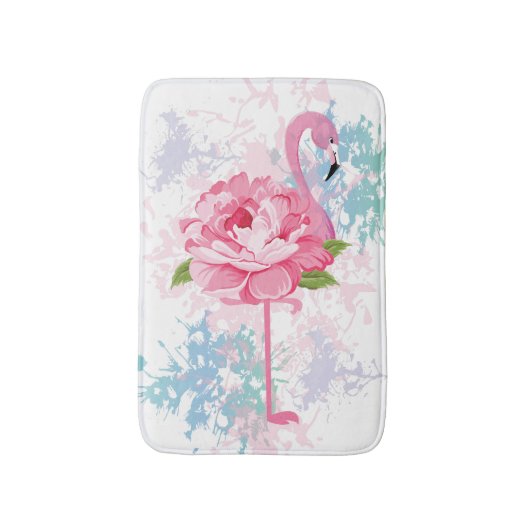 Handgeschilderd flamingo badmat (Voorkant Verticaal)