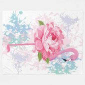 Handgeschilderd flamingo fleece deken (Voorkant (Horizontaal))