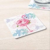 Handgeschilderd flamingo kartonnen onderzetters (Schuin)