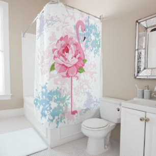 Handgeschilderd flamingo ontwerp douchegordijn