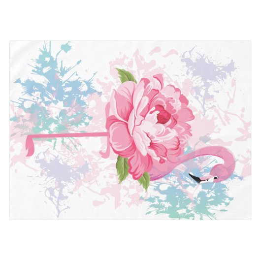 Handgeschilderd flamingo ontwerp tafelkleed (Voorkant (Horizontaal))